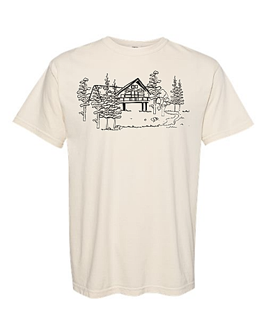 grey crewneck with tent and trees that says URJ Camp George