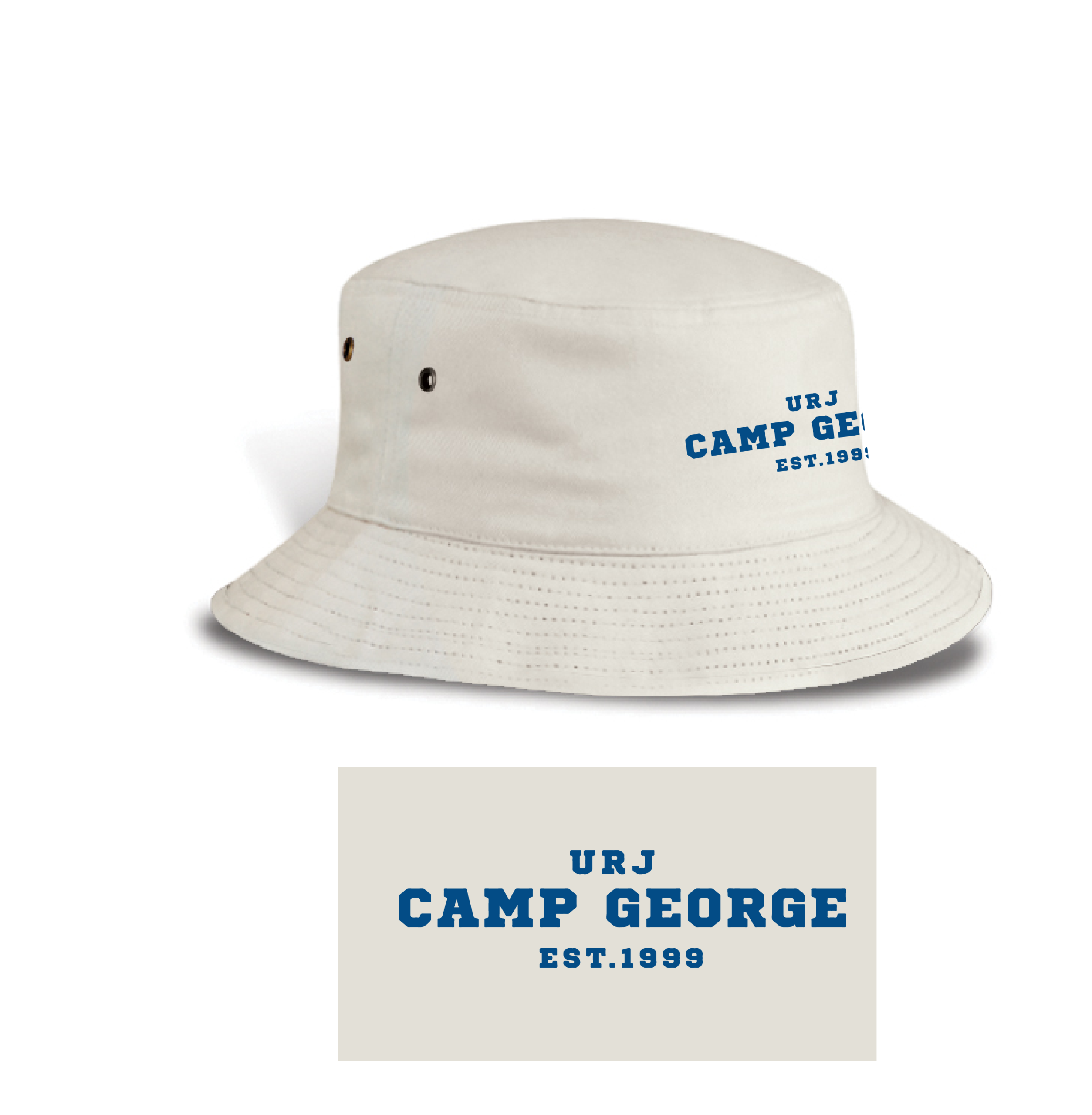 navy hat with patch that says URJ Camp George